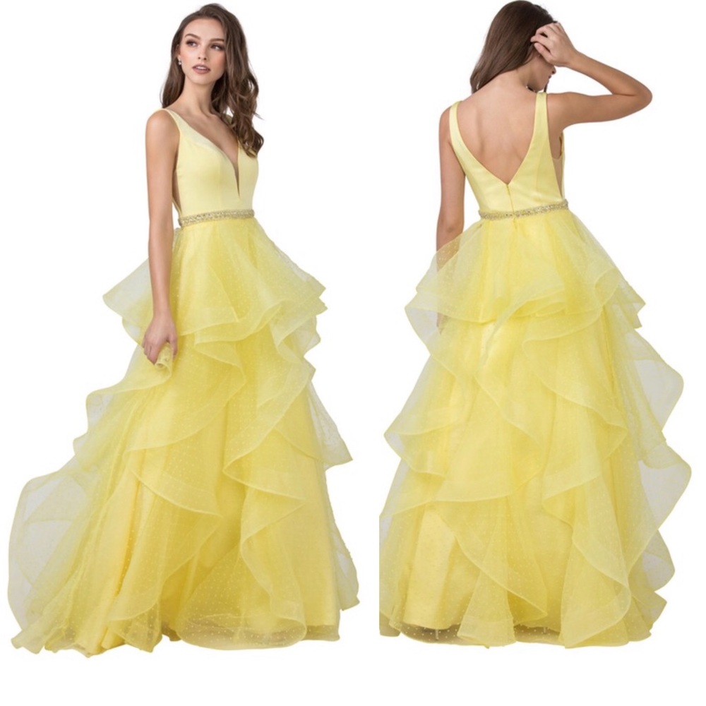 Pale Yellow Evening Gown. Prom Dress. XXS- 3XL.